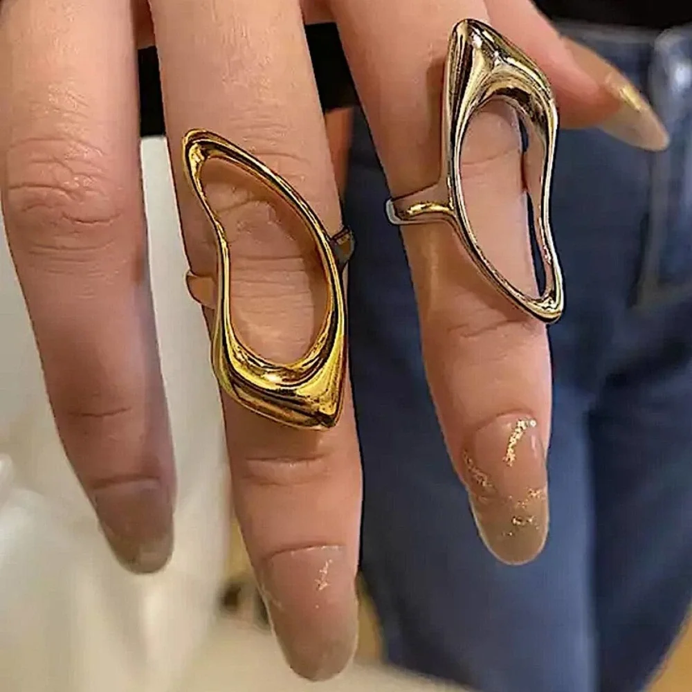 Irregular Hollow Out Gold Plated Ring